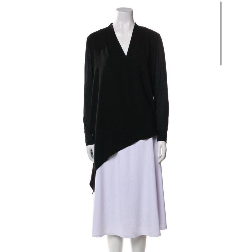 Escada Authentic Solid Black V Neck Long Sleeve A… - image 5